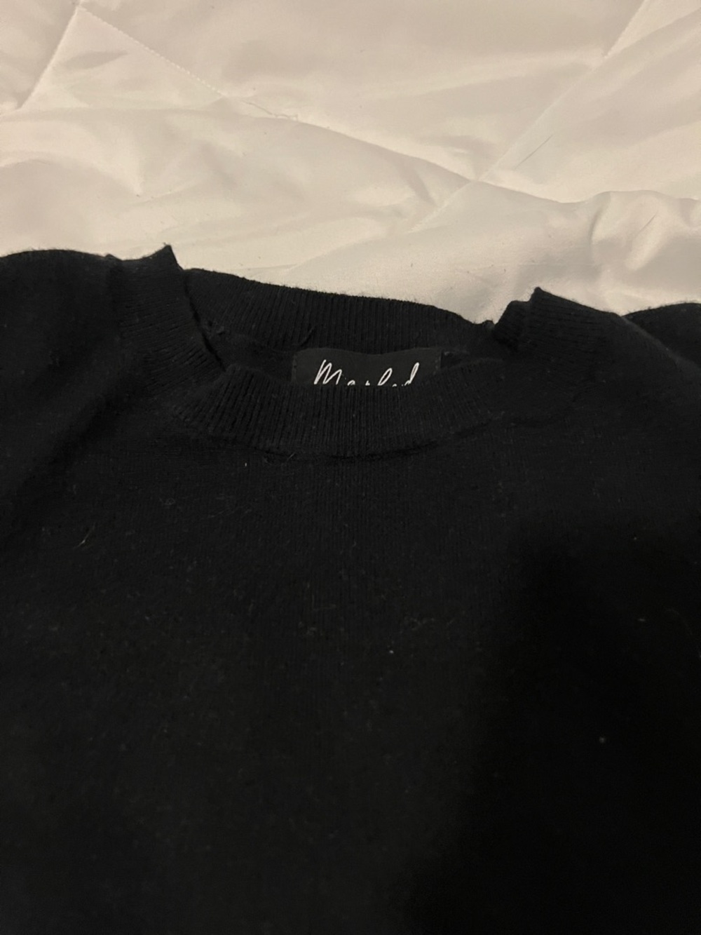 Marled Black Crewneck Sweater - Picture 3 of 9
